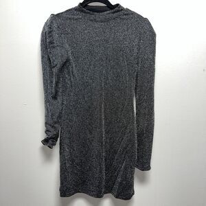 BCBGeneration Shirred Metallic Stretch Bodycon Open Back Mini Tight Dress M